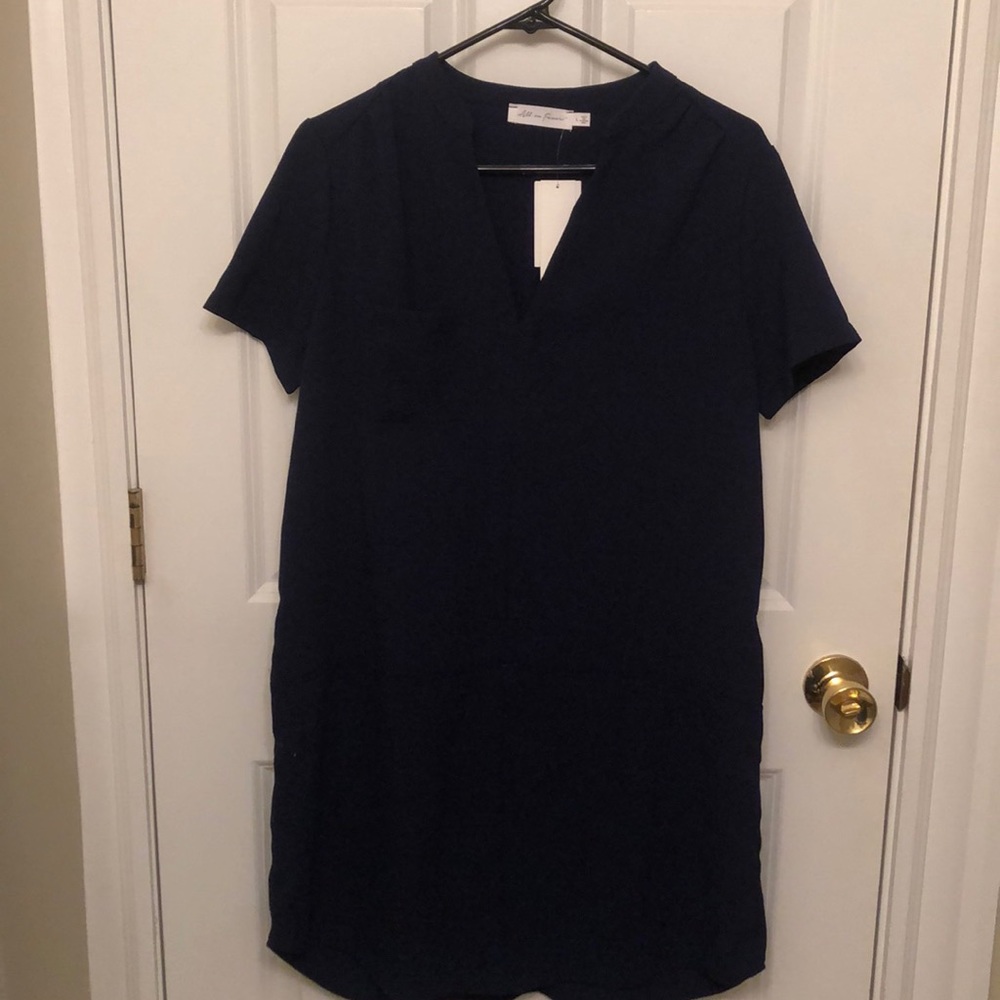 Never worn Navy shift dress with front pocket